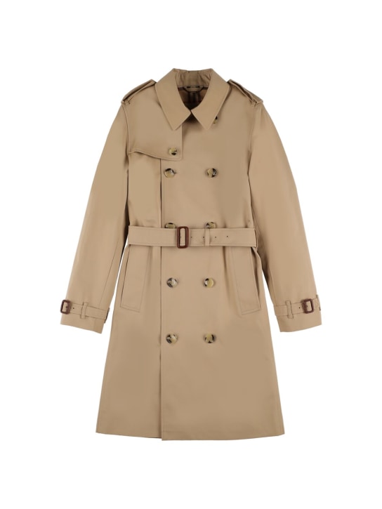 Burberry: Trench-coat en gabardine de coton - Beige - kids-boys_0 | Luisa Via Roma