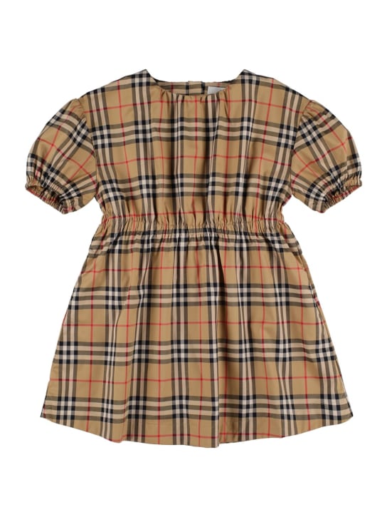 Burberry: Kleid aus Baumwollmischung mit Karodruck - Beige - kids-girls_0 | Luisa Via Roma