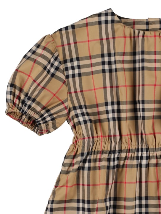 Burberry: Check print cotton blend dress - Beige - kids-girls_1 | Luisa Via Roma