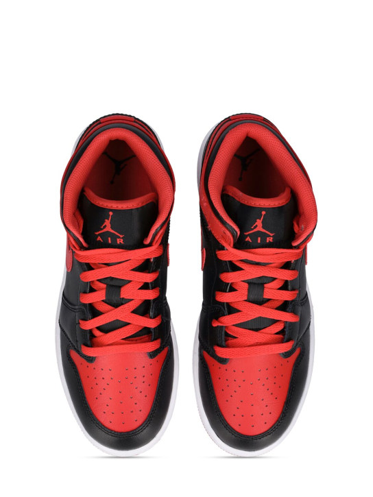 Nike: Air Jordan 1 Mid sneakers - Black/Fire Red - kids-boys_1 | Luisa Via Roma