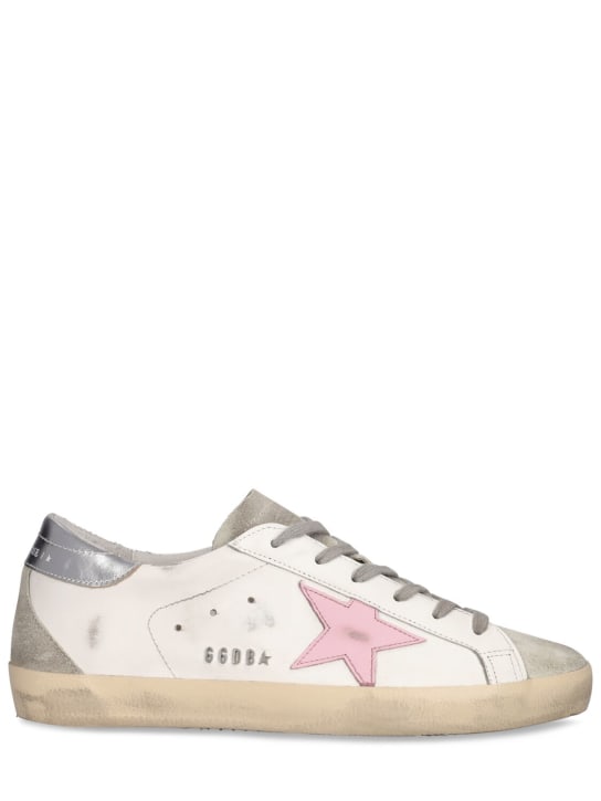 Golden Goose: Sneakers Super-Star de piel 20mm - Blanco/Rosa - women_0 | Luisa Via Roma