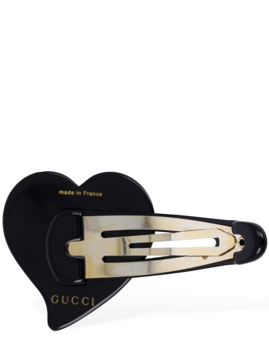 Gucci: Fermacapelli GG Heart in ottone - Nero - women_1 | Luisa Via Roma