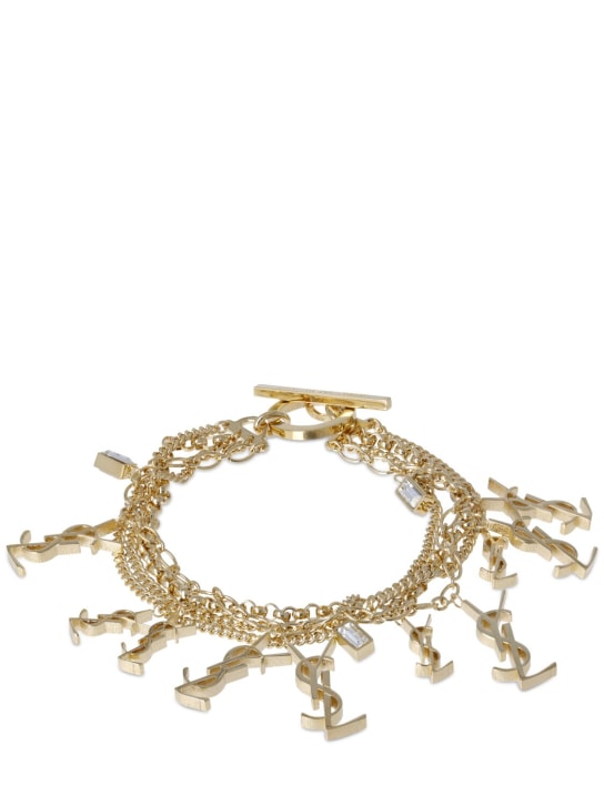 Saint Laurent: Multi strass bracelet - Oro/Cristallo - women_0 | Luisa Via Roma