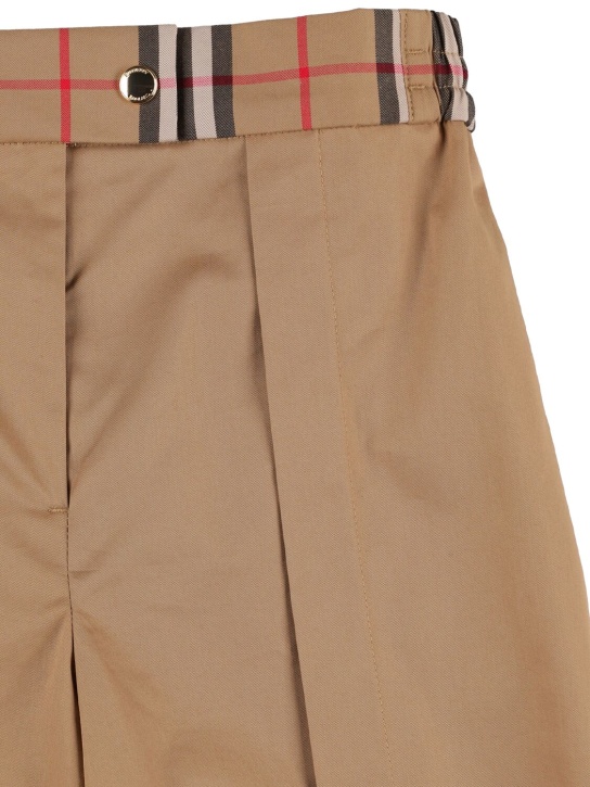 Burberry: Pantalon en coton avec inserts à carreaux - Beige - kids-girls_1 | Luisa Via Roma