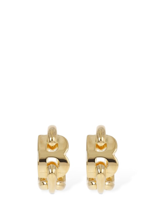 Balenciaga: B Chain brass hoop earrings - Shiny Gold - women_0 | Luisa Via Roma