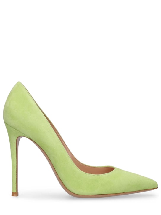 Gianvito Rossi: Zapatos de tacón de ante 105mm - Verde Ácido - women_0 | Luisa Via Roma