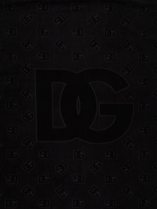 Dolce&Gabbana: Monogram提花棉质沙滩巾 - 黑色 - men_1 | Luisa Via Roma