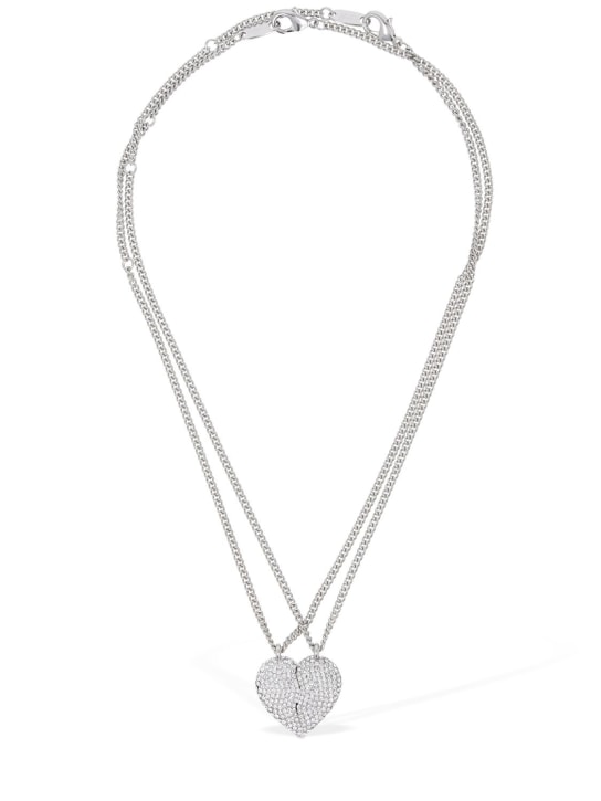 Balenciaga: Lovelock brass & glass necklace - Gümüş - women_0 | Luisa Via Roma
