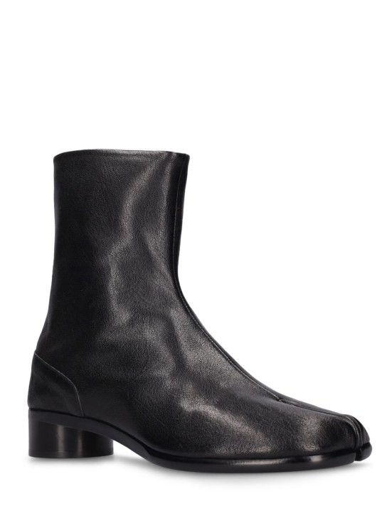 Maison Margiela: 30mm Tabi leather ankle boots - Black - men_1 | Luisa Via Roma