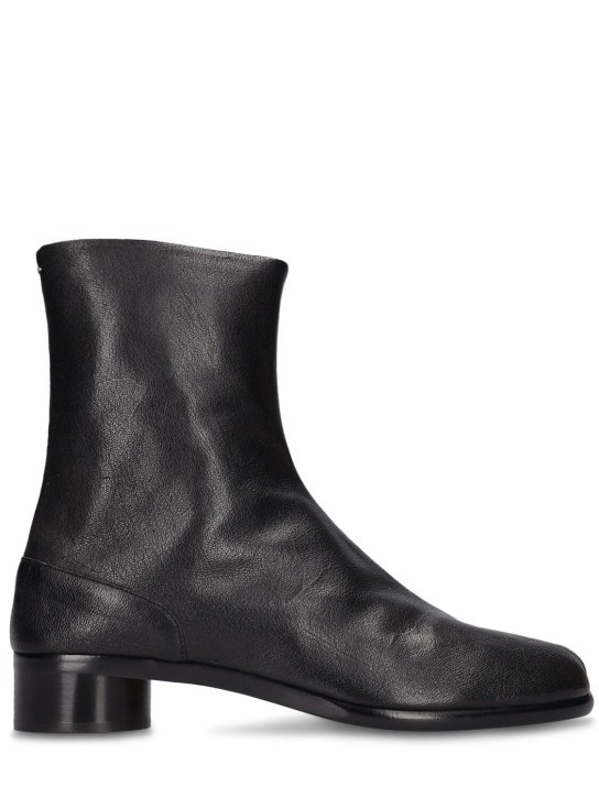 Maison Margiela: 30mm Tabi leather ankle boots - Black - men_0 | Luisa Via Roma