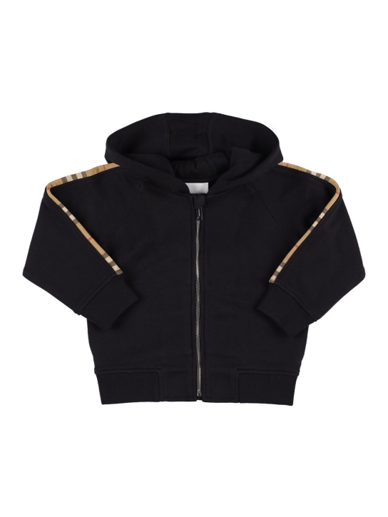 Burberry: Cotton zip-up hoodie - Schwarz - kids-boys_0 | Luisa Via Roma