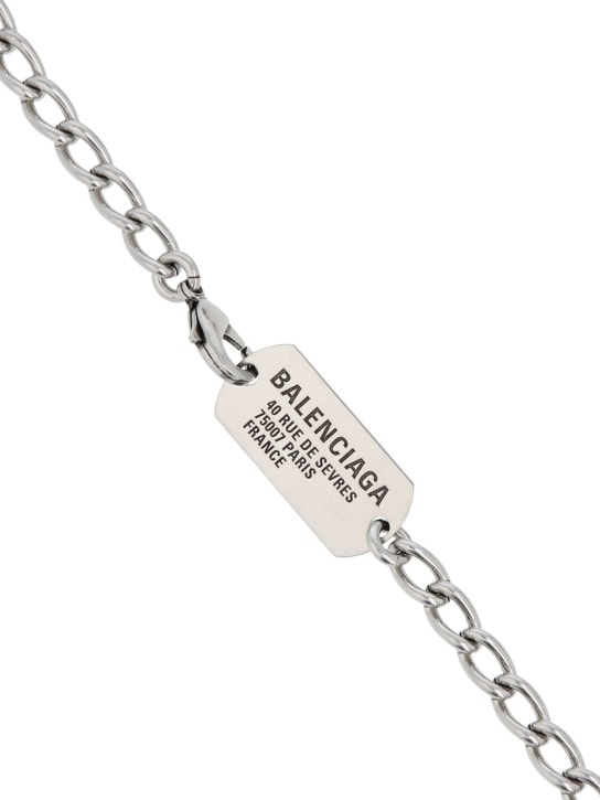 Balenciaga: Logo tag brass chain choker necklace - Antique Silver - women_1 | Luisa Via Roma