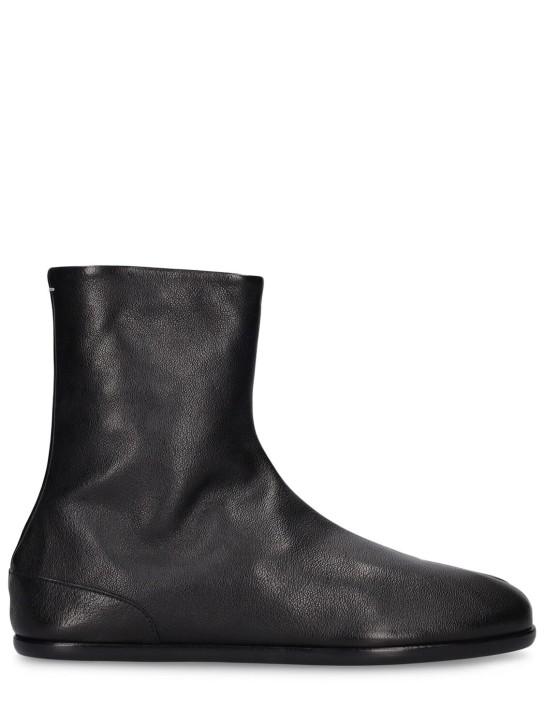 Maison Margiela: Tabi brushed leather boots - Black - men_0 | Luisa Via Roma