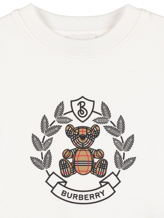 Burberry: Sweat-shirt en coton imprimé logo - Blanc - kids-boys_1 | Luisa Via Roma