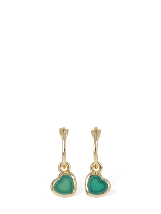 Missoma: Jelly Heart charm mini hoop earrings - Oro/Verde - women_0 | Luisa Via Roma