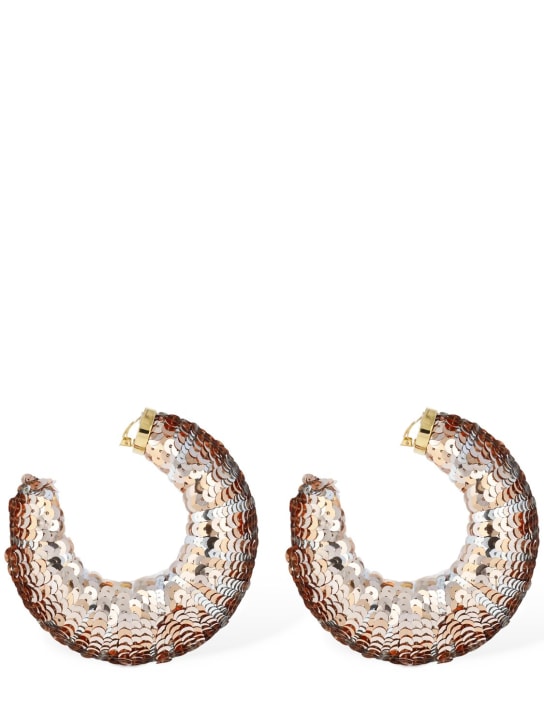 Tom Ford: Croissant sequined big hoop earrings - Bronze - women_0 | Luisa Via Roma