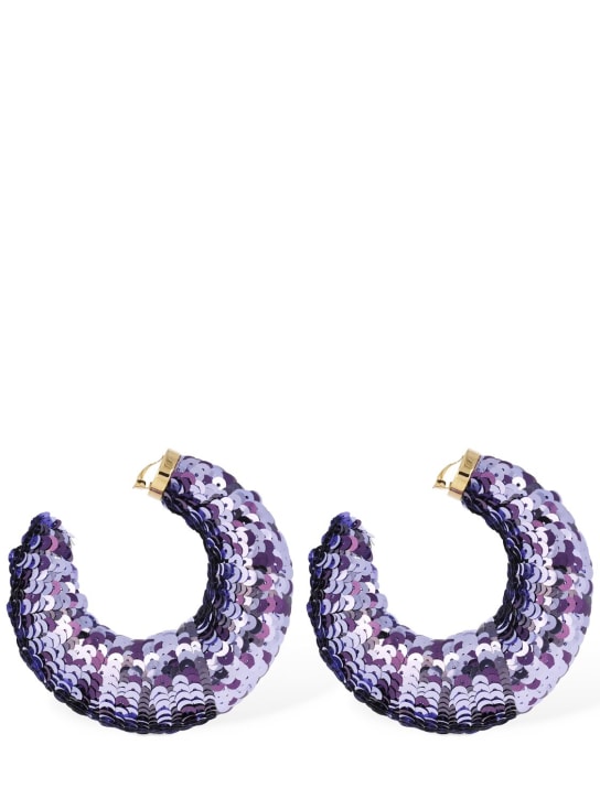 Tom Ford: Croissant sequined big hoop earrings - 연보라색 - women_0 | Luisa Via Roma