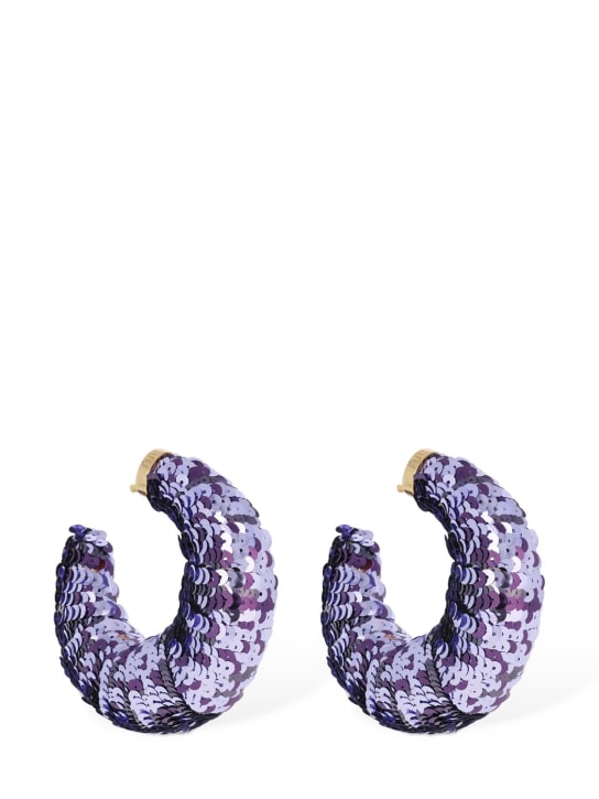 Tom Ford: Croissant sequined big hoop earrings - 연보라색 - women_1 | Luisa Via Roma