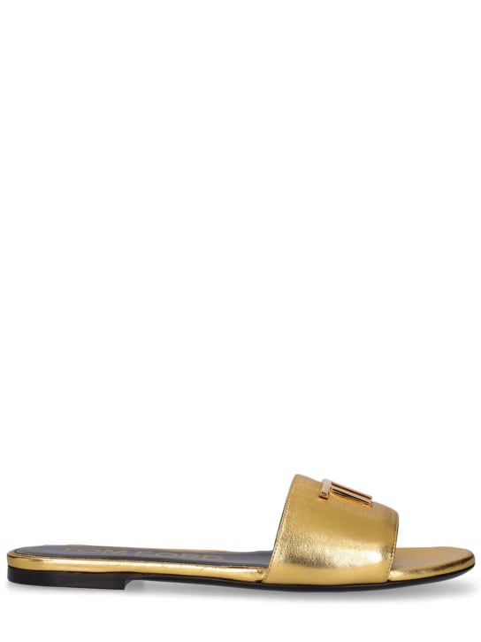 Tom Ford: 5mm TF laminated leather flats - Gold - women_0 | Luisa Via Roma