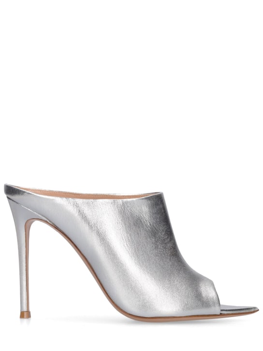 Gianvito Rossi: 105毫米Nova皮革穆勒鞋 - 银色 - women_0 | Luisa Via Roma