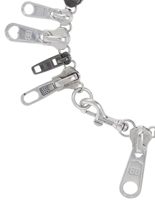 Balenciaga: Zip-up brass & zamak choker - Silver - men_3 | Luisa Via Roma