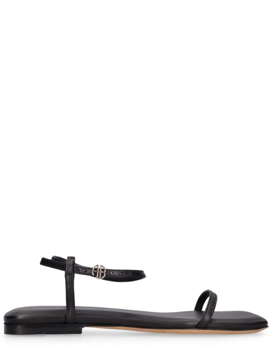 ANINE BING: 10mm Invisible leather flat sandals - Black - women_0 | Luisa Via Roma