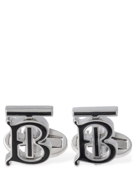 Burberry: TB logo cufflinks - Black - men_1 | Luisa Via Roma