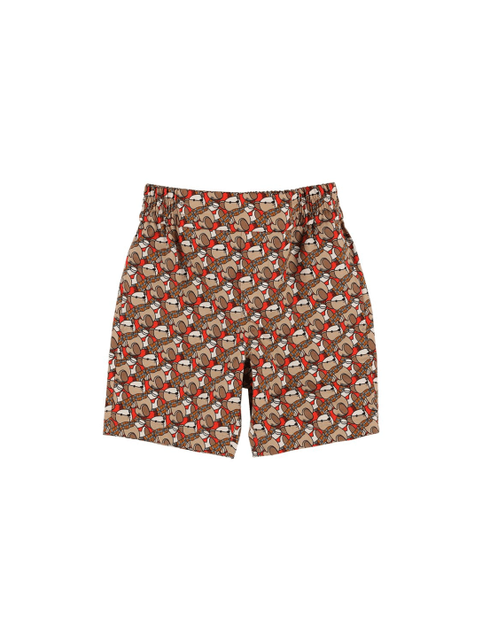 Burberry: Shorts de algodón con estampado - Multicolor - kids-boys_0 | Luisa Via Roma