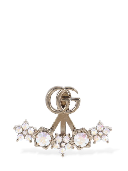 Gucci: GG Marmont 브라스 싱글 귀걸이 - Gold/Crystal - women_0 | Luisa Via Roma