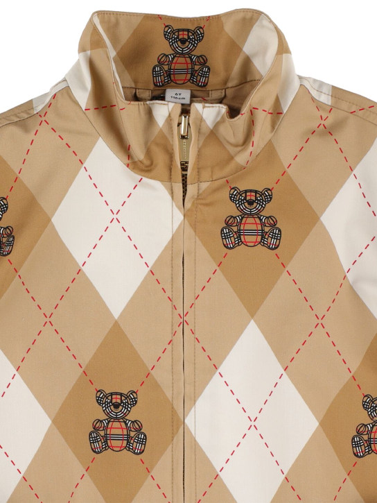 Burberry: Rhombus print cotton jacket - Beige - kids-boys_1 | Luisa Via Roma