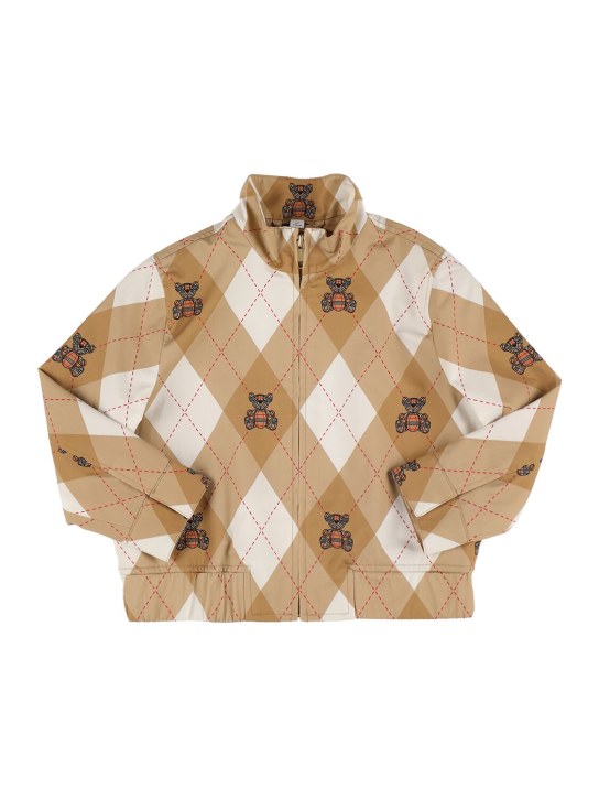 Burberry: Rhombus print cotton jacket - Beige - kids-boys_0 | Luisa Via Roma