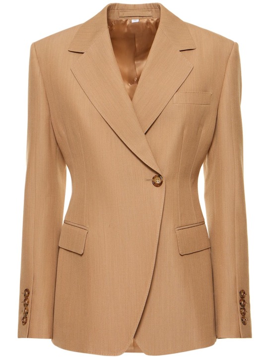 Burberry: Claudette fitted wool twill blazer - Camel Melange - women_0 | Luisa Via Roma