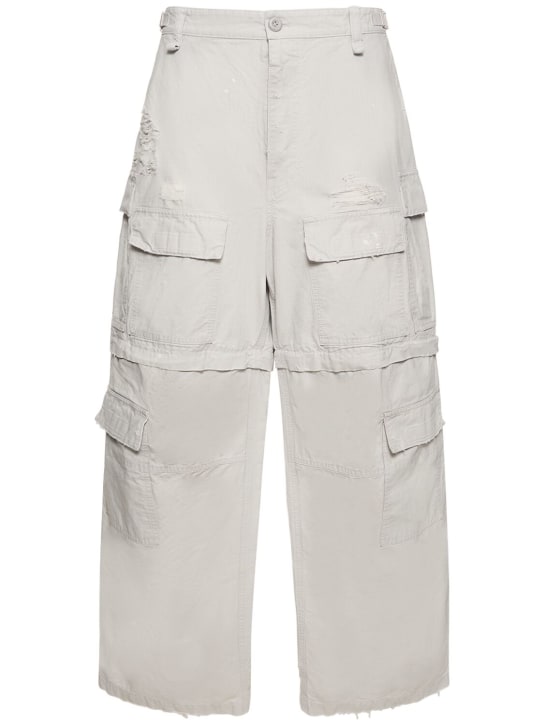 Balenciaga: Distressed ripstop cotton pants - Light Grey - men_0 | Luisa Via Roma