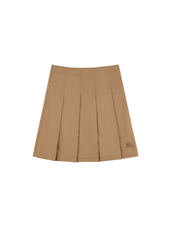 Burberry: Pleated cotton mini skirt - Beige - kids-girls_0 | Luisa Via Roma