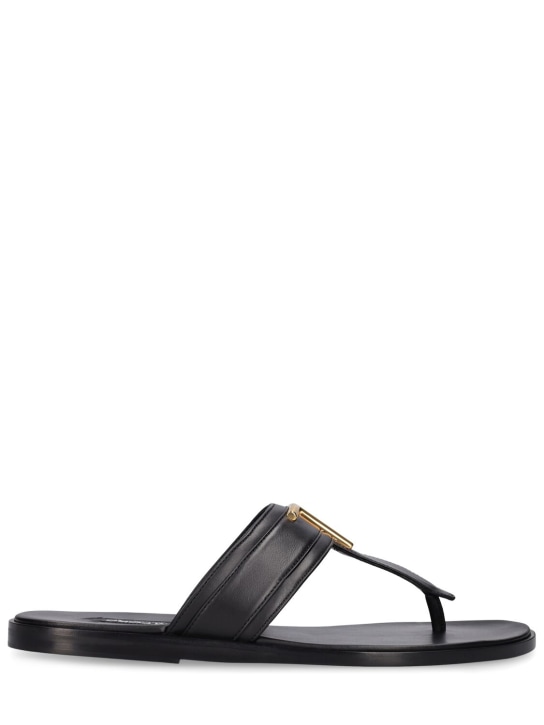 Tom Ford: Sandales en cuir lisse à logo - men_0 | Luisa Via Roma
