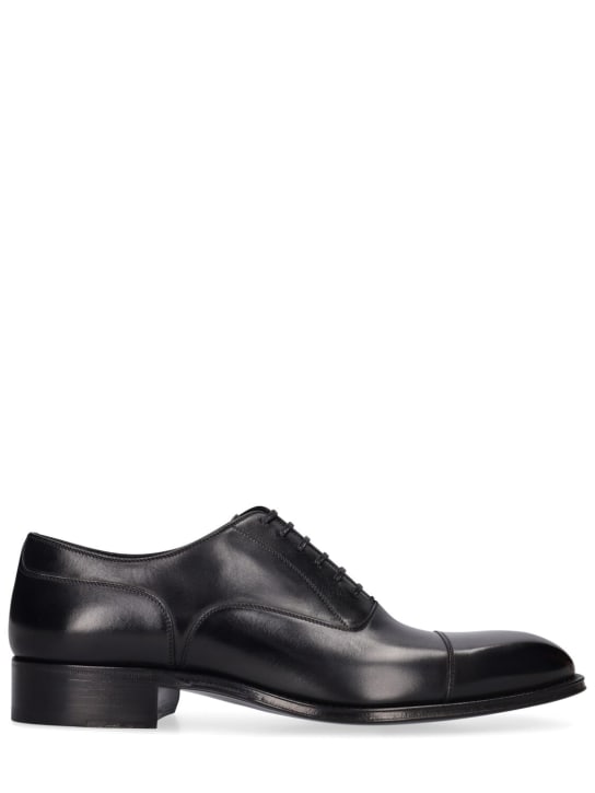 Tom Ford: Claydon抛光皮革系带鞋 - 黑色 - men_0 | Luisa Via Roma