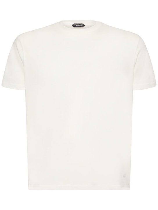 Tom Ford: Mélange cotton blend t-shirt - White - men_0 | Luisa Via Roma
