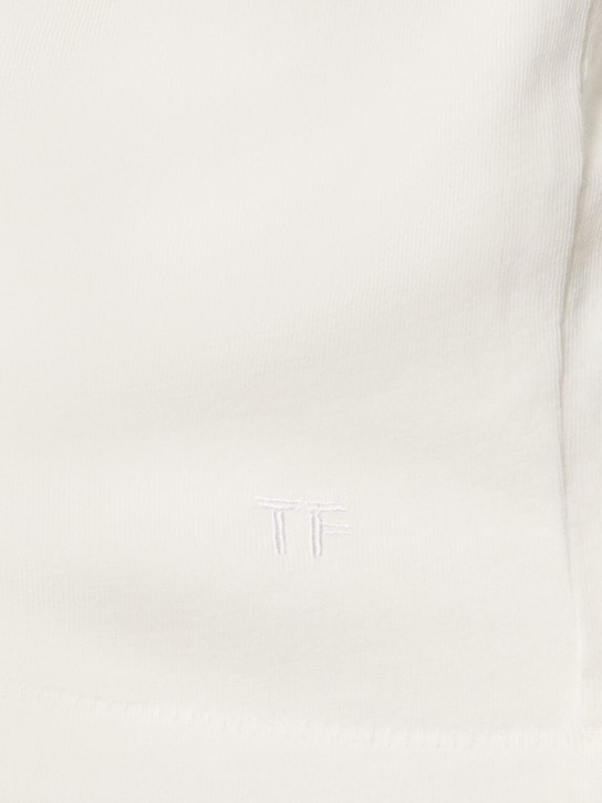 Tom Ford: T-shirt in mélange di misto cotone - Bianco - men_1 | Luisa Via Roma