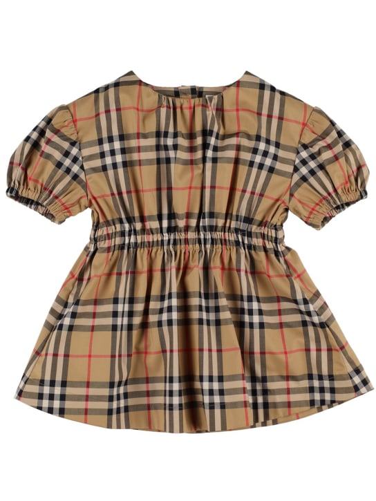 Burberry: Check printed cotton blend dress - Beige - kids-girls_0 | Luisa Via Roma