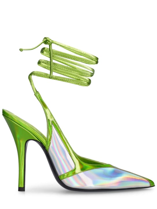 The Attico: 105毫米Venus Chrome皮革&PVC高跟鞋 - 绿色/银色 - women_0 | Luisa Via Roma