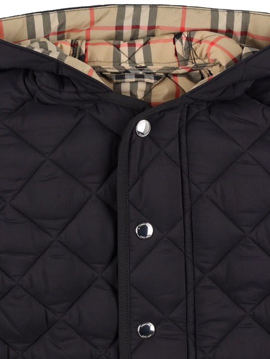 Burberry: Manteau en nylon à capuche - Noir - kids-girls_1 | Luisa Via Roma