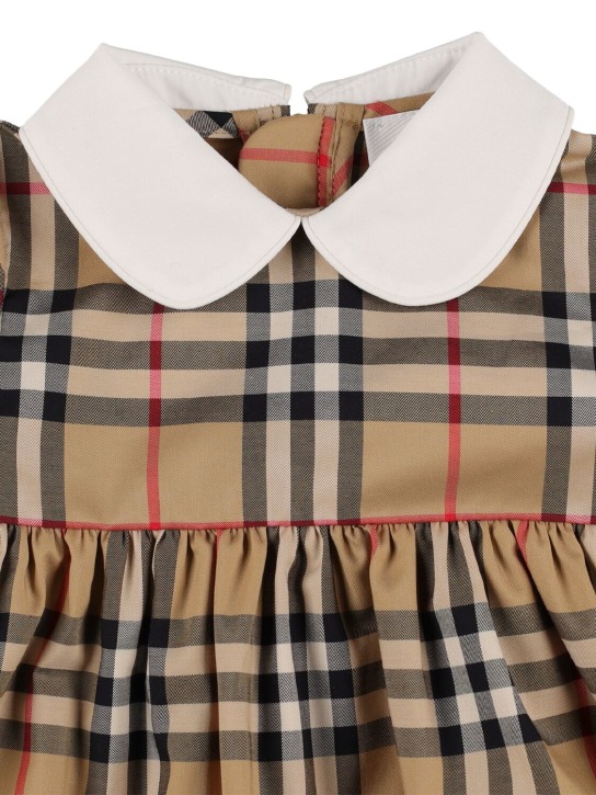 Burberry: Robe en coton mélangé à carreaux - Beige - kids-girls_1 | Luisa Via Roma