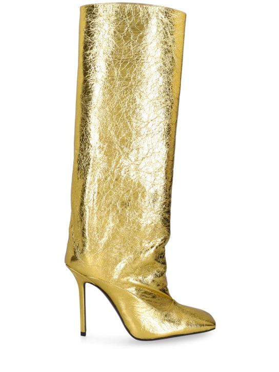 The Attico: 105mm Sienna laminated leather tall boot - Altın Rengi - women_0 | Luisa Via Roma