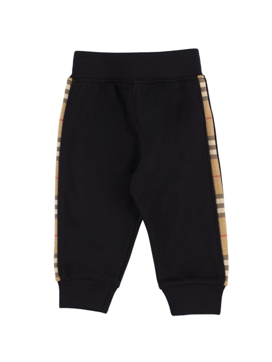 Burberry: Pantalones de felpa de algodón - Negro - kids-girls_0 | Luisa Via Roma