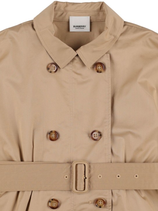 Burberry: Vestido trench de algodón con cinturón - Beige - kids-girls_1 | Luisa Via Roma