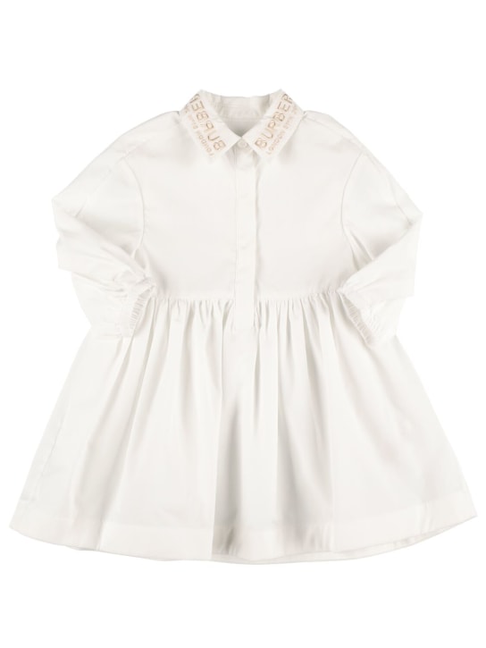 Burberry: Robe chemise en popeline de coton - Blanc - kids-girls_0 | Luisa Via Roma