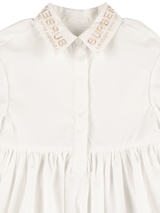 Burberry: Robe chemise en popeline de coton - Blanc - kids-girls_1 | Luisa Via Roma