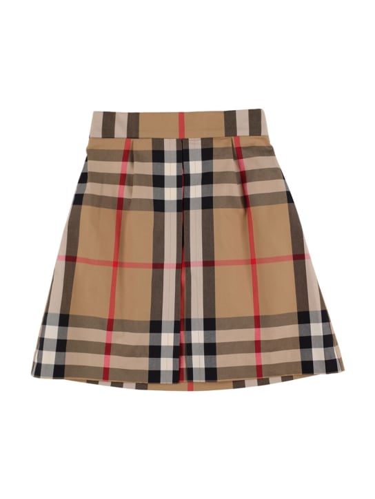 Burberry: Check print cotton mini skirt - Beige - kids-girls_0 | Luisa Via Roma
