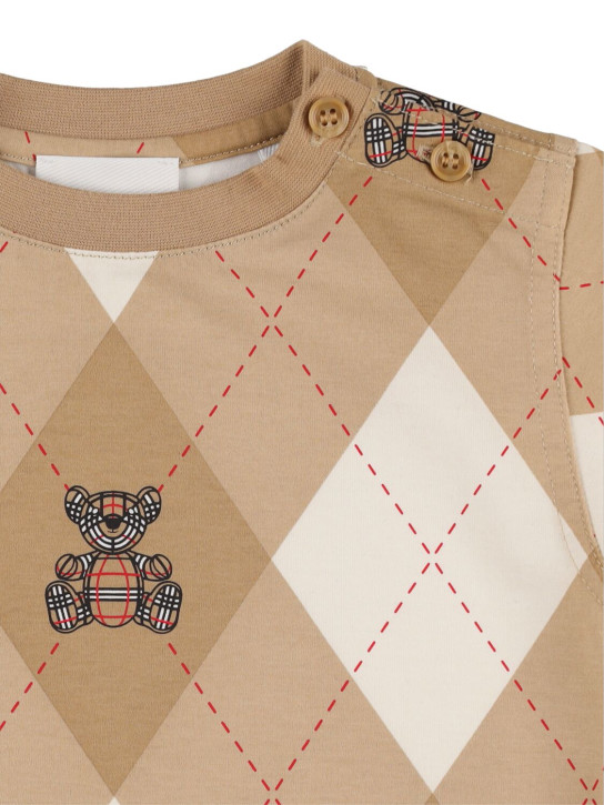 Burberry: Camiseta de jersey de algodón estampada - Beige - kids-girls_1 | Luisa Via Roma