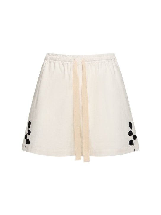 Commas: Embroidered ramie & cotton shorts - White/Black - men_0 | Luisa Via Roma